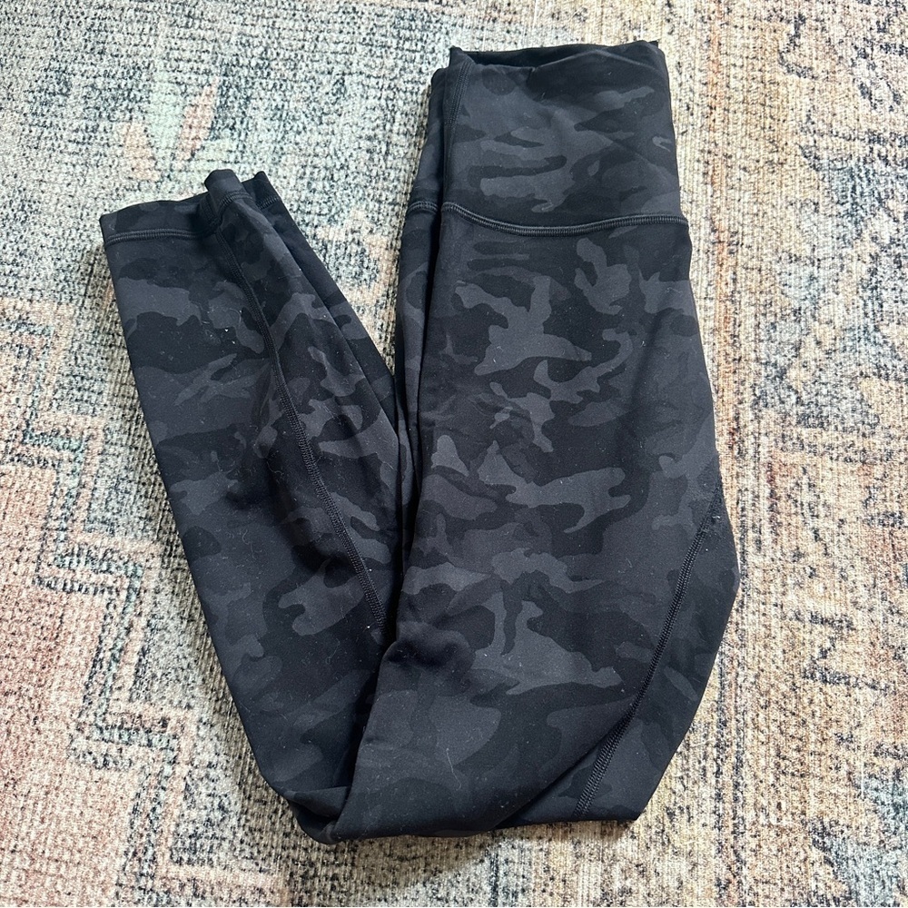 Lululemon Wunder Train High-Rise Tight Black Camo Sz 6